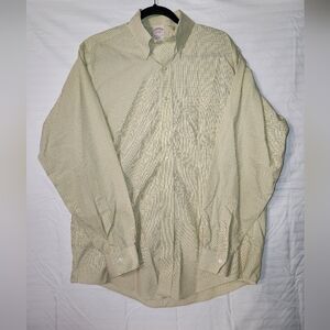 Brooks Brothers Mens 16-35 Yellow Green Plaid Button Down Shirt Non Iron 1818